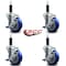 Service Caster 4'' Blue Poly Swivel 1'' Expanding Stem Caster Set with Brake, 4PK SCC-EX20S414-PPUB-BLUE-TLB-1-4 - alternate 2